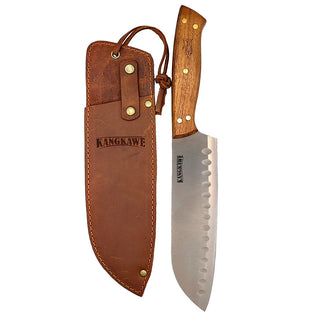 Cuchillo 7" Santoku Coñaripe con funda café